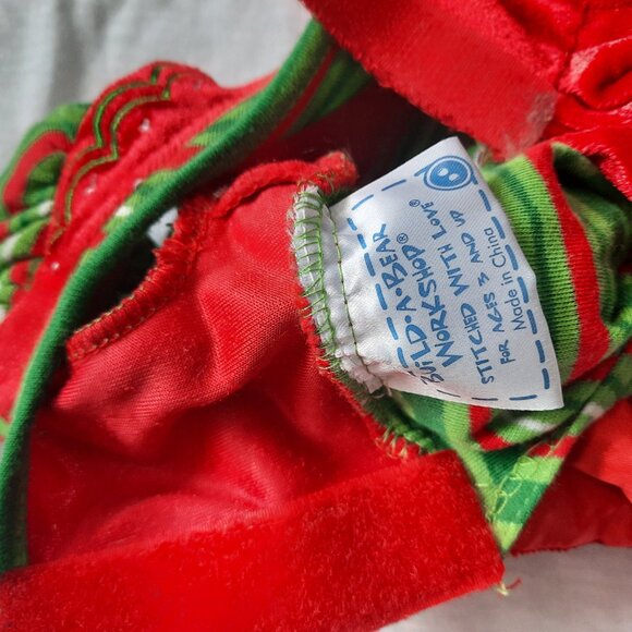 Build a Bear Christmas Outfit Elf Suit Dress, Red Green Velvety BAB - Picture 4 of 4